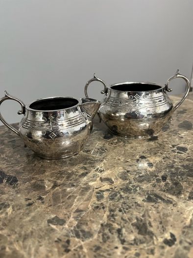 silver plated jug and bowl