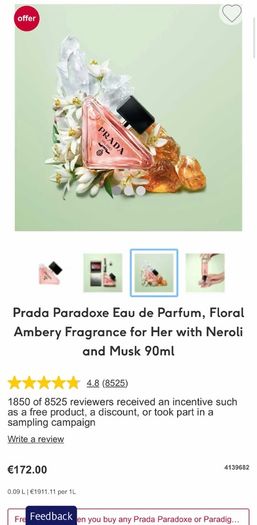 Prada Paradoxe 100ml parfum travel set for her
