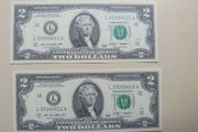 Lot 1.2 UNC 2 Dollar Banknotes in Sequence
