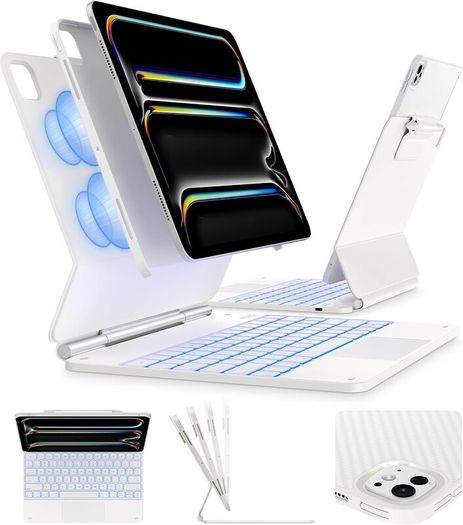 typecase Edge Case with Keyboard for iPad Air 13 Inch (M3/M2, 2025/2024), Keyboard Case with Adjustable Magnetic Stand, Trackpad, 11-Colour Backlight Keyboard, Removable Protective Case QWERTZ