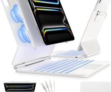 typecase Edge Case with Keyboard for iPad Air 13 Inch (M3/M2, 2025/2024), Keyboard Case with Adjustable Magnetic Stand, Trackpad, 11-Colour Backlight Keyboard, Removable Protective Case QWERTZ