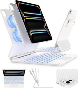 typecase Edge Case with Keyboard for iPad Air 13 Inch (M3/M2, 2025/2024), Keyboard Case with Adjustable Magnetic Stand, Trackpad, 11-Colour Backlight Keyboard, Removable Protective Case QWERTZ