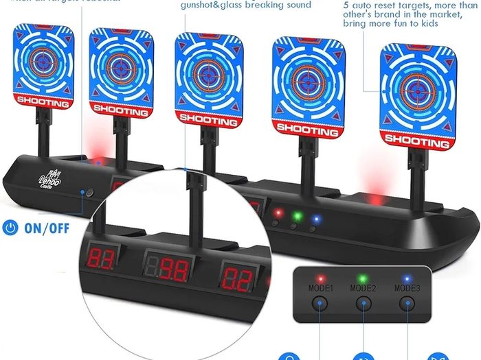 Castle Toys for 6-13 Year Old Boy, Electronic Nerf Target, 5 Digital Scoring Auto Reset Shooting Targets for Nerf Gun, Interactive Shooting Game & Family Fun