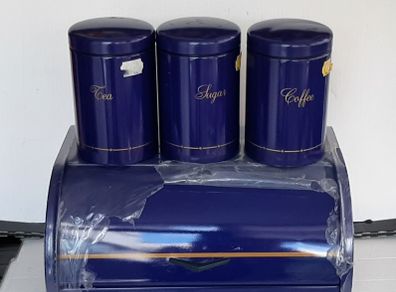 New vintage retro bread bin and 3 new cannisters from  80's in wrapping
