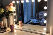 LIMITED TIME DEAL Hollywood Vanity Cosmetic Mirror For Makeup with Lights, Type-C and USB Output Port, 15 Bulbs 3 Lighting Modes Tabletop and Wall Mounted