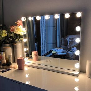 LIMITED TIME DEAL Hollywood Vanity Cosmetic Mirror For Makeup with Lights, Type-C and USB Output Port, 15 Bulbs 3 Lighting Modes Tabletop and Wall Mounted
