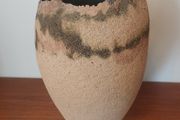 Fabulous Tall Hand-Built Studio Pottery Vase in a Textured Stoneware Clay with an Organic Asymmetric Shape, Hand Made, A Piece of Sculptural Art, But Unknown Maker