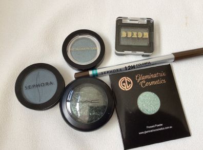 Brand New Green Blue Mac Sephora Pat McGrath and Glaminatrix Eye Shadows plus Sephora Eye Pencil and Buxom Eye Shadow