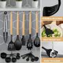 Silicone Kitchen Utensils 22 Pieces, Set of Utensils da Cucina per Pentole Antiaderenti, Heat and Non-Stick with Wooden Handle for Utensils BPA Free (Black) Image 2