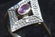 Vintage 9ct Gold Ruby &amp; Diamond Ring Birmingham Hallmarked Size 52 1.81g