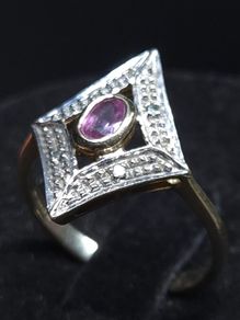Vintage 9ct Gold Ruby & Diamond Ring Birmingham Hallmarked Size 52 1.81g