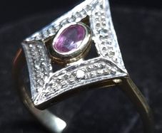 Vintage 9ct Gold Ruby & Diamond Ring Birmingham Hallmarked Size 52 1.81g