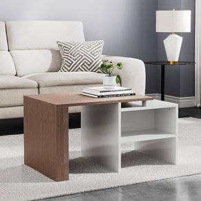 NEW SALE | Industrial Coffee Table Vintage Wooden and Metal Living Room Coffee Table with Storage Shelf Accent Furniture (White and Rustic Brown