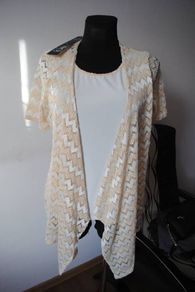 BNWT Anne Smith 2 in 1  cream/gold lace cardigan/top size UK12 EU40 Postage included