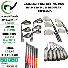 Callaway Big Bertha 2002 Irons / 6-Aw-Sw (No 7 Iron) / RCH 75i Regular / Left Hand
