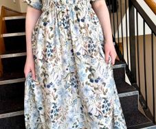 Cream & Blue Floral Cottagecore Maxi Dress Size - S/8