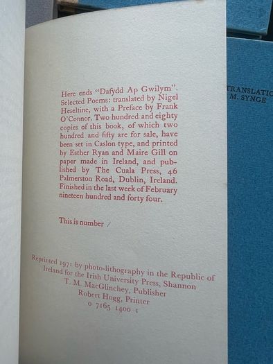 W B Yeats Cuala Press 8 Books J M Synge Seven Poems