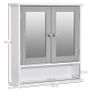 Mirror Cabinet Wall Mounted with Double Mirrored Doors, Hanging Cabinet with Cupboard and Shelf, Bathroom Wall Storage Organizer, Grey Image 4