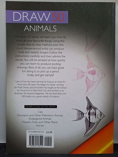 SALE! Set of 4 DRAW 50 drawing books: Dinosaurs, Flowers, Animals and Endangered Animals