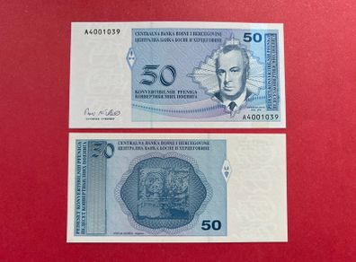 Bosnia - Herzegovina  50 Convertible  Pfenia  ( UNCIRCULATED )1998. Pick  57a.