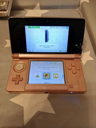 Nintendo 3DS Pearl Pink Console Bundle + Charger, Travel Case & 6 Classic Games!