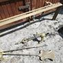 fire hearth surround and matching dogs with poker shovel and thongs Image 4