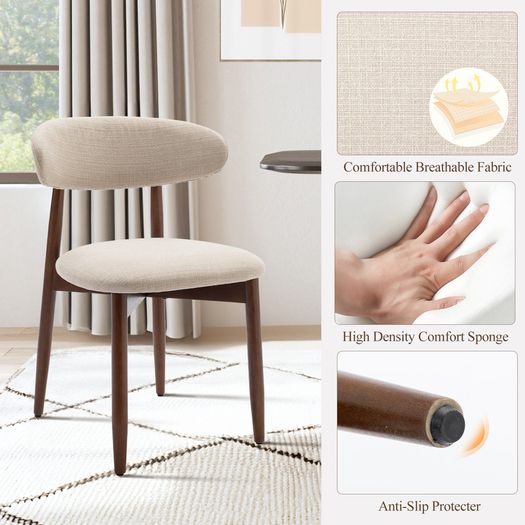 Set of 4 Solid Wood Upholstered Dining Chair