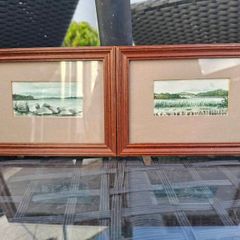 Nice pair of Vintage (1984) framed Minature Watercolour Paintings signed be the Artist