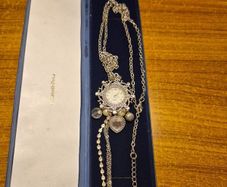 Vintage Marcasite Clock Watch Necklace