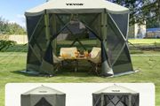 Pop Up Gazebo Tent, Pop-Up Screen Tent 6 Sided Canopy Sun Shelter with 6 Removable Privacy Wind Cloths &amp; Mesh Windows, 10x10FT Quick Set Screen Tent with Mosquito Netting, Army Green