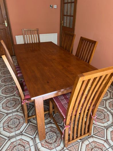 Solid kitchen dining Table x 6 Chairs