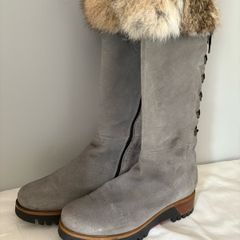 Manas Grey Suede leather apres ski boots