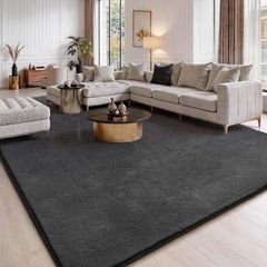 160x230cm Soft Shaggy Carpet Rugs for Bedroom, Machine Washable Anti Slip, Non Shedding Modern Indoor for Dorm Teens Room Decor, Drak Grey
