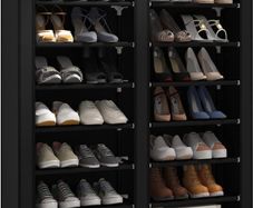 7-Tier Shoe Rack with Dustproof Cover, Shoe Storage Organiser,Closet Shoe Cabinet Shelf Hold up to 28 Pairs of Shoes for Doorway, Corridor, Balcony, Living Room,Black MULTIPLE COLOURS AVAILABLE (FREE POSTAGE)