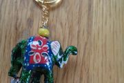 Hand Painted Indian Elephant Key Rings x 2 for Sale