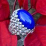 Vintage 1970s Large Lapis Lazuli 18ct White Gold Ring Image 3