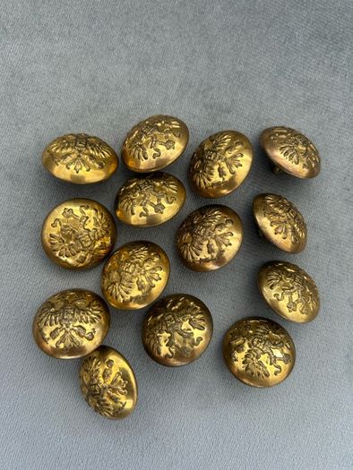 15 Antique Imperial Russian Military Uniform Buttons   Double Headed Eagle Emblem 19th Century