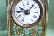 Antique French  Travel Pendulum Clock, Decorated with Flowers, with an Enameled Dial. Grand Prix de L'Horlogerie 1878 (WORKS WELL)