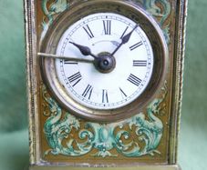 Antique French  Travel Pendulum Clock, Decorated with Flowers, with an Enameled Dial. Grand Prix de L'Horlogerie 1878 (WORKS WELL)