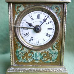 Antique French  Travel Pendulum Clock, Decorated with Flowers, with an Enameled Dial. Grand Prix de L'Horlogerie 1878 (WORKS WELL)