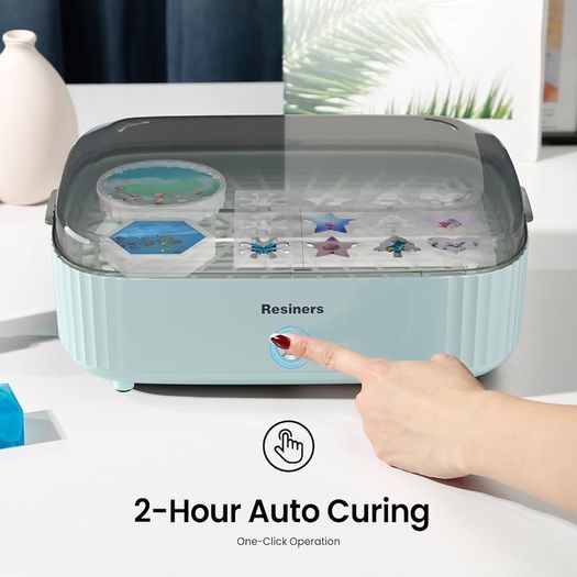 Resin Curing Machine with UK Plug for Resin Starter, Cure Air, Auto Curing 2H Resin Supplies, Resin Dryer Curing Station for Epoxy Resin Molds Art Craft Casting, Mint Green
