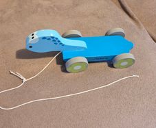 Wooden Turtle Toy on wheels for pulling