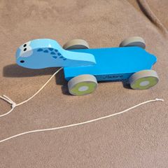 Wooden Turtle Toy on wheels for pulling