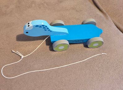 Wooden Turtle Toy on wheels for pulling