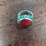 925 Silver and Red Coral Ring Image 10