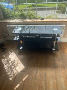 Black glass tv stand