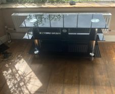 Black glass tv stand