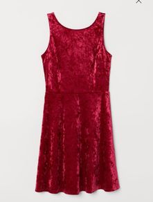 H and M crushed velvet velour red dress BNWT