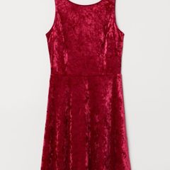 H and M crushed velvet velour red dress BNWT
