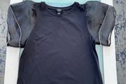 black top with organza puff sleeve river island